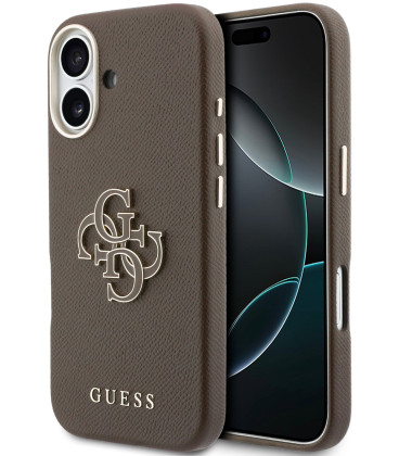 Rudas dėklas Apple iPhone 17 telefonui "Guess PU Resin Logo Case"