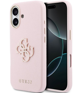 Rožinis dėklas Apple iPhone 17 telefonui "Guess PU Resin Logo Case"