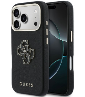 Juodas dėklas Apple iPhone 17 Pro telefonui "Guess PU Resin Logo Case"