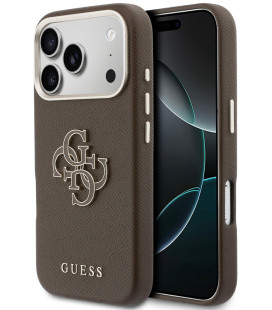 Rudas dėklas Apple iPhone 17 Pro telefonui "Guess PU Resin Logo Case"