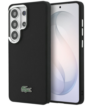 Juodas dėklas Samsung Galaxy S26 Ultra telefonui "Lacoste Petit Pique Metal Logo Magnetic Case"