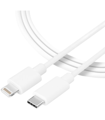Baltas laidas USB-C - Lightning 27W / 2.4A 100cm "Tactical Smooth Thread"