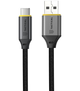 Juodas laidas USB-A - USB-C 15W / 3A 200cm "Tactical Fast Rope Aramid 2.0"