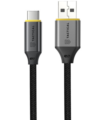 Juodas laidas USB-A - USB-C 15W / 3A 200cm "Tactical Fast Rope Aramid 2.0"