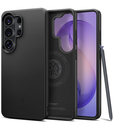 Juodas dėklas Samsung Galaxy S26 Ultra telefonui "Spigen Thin Fit MAG Magsafe"