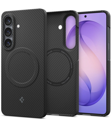 Juodas dėklas Samsung Galaxy S26 telefonui "Spigen Airskin Aramid Mag Magsafe"