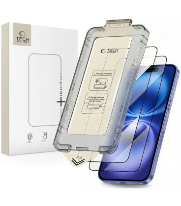 Apsauginis grūdintas stiklas Apple iPhone 15 / 16 telefonui "Tech-Protect Quick Set+ 2-Pack"