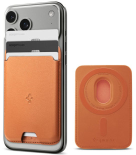 Oranžinis kortelių laikiklis telefonui "Spigen Valentinus Magsafe"