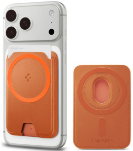 Oranžinis kortelių laikiklis telefonui "Spigen Valentinus Magfit + Magsafe"