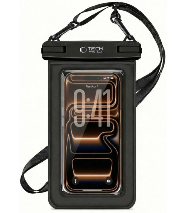 Juodas universalus vandeniui atsparus 6.9" dėklas "Tech-Protect UWC7 Floating Waterproof"