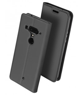 Pilkas atverčiamas dėklas HTC U12 Plus telefonui "Dux Ducis Skin"