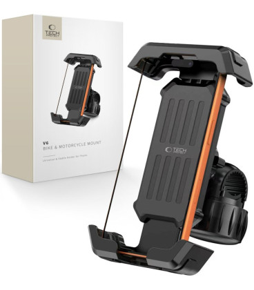 Juodas telefono laikiklis dviračiui / motociklui "Tech-Protect V6 Universal Bike & Motocycle Mount"