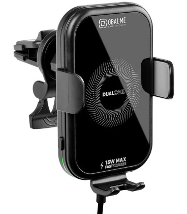Juodas automobilinis telefono laikiklis su 15W belaidžiu krovikliu "OBAL:ME GravCharger Wireless Charging Car Holder"