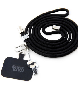 Juodas dirželis telefonui "Karl Lagerfeld Universal Crossbody Strap Cord and Ikonik Pins"