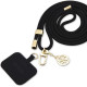 Juodas / auksinės spalvos dirželis telefonui "Guess Crossbody Strap Cord 4G Charm"