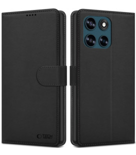 Juodas atverčiamas dėklas Motorola Moto G57 Power / G67 Power telefonui "Tech-Protect Wallet"