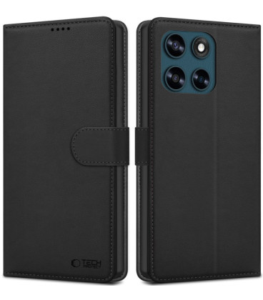 Juodas atverčiamas dėklas Motorola Moto G57 Power / G67 Power telefonui "Tech-Protect Wallet"