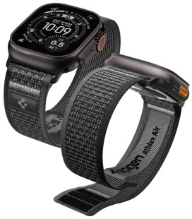 Juoda / pilka apyrankė Apple Watch 8 / 9 / 10 / 11 / SE / ULTRA (44 / 45 / 46 / 49 MM) laikrodžiui "Spigen Athlex Air 2"