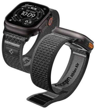 Juoda / pilka apyrankė Apple Watch 8 / 9 / 10 / 11 / SE / ULTRA (44 / 45 / 46 / 49 MM) laikrodžiui "Spigen Athlex Air 2"