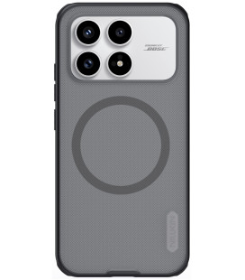 Juodas / skaidrus dėklas Poco F8 Pro telefonui "Nillkin Super Frosted Pro Magnetic"
