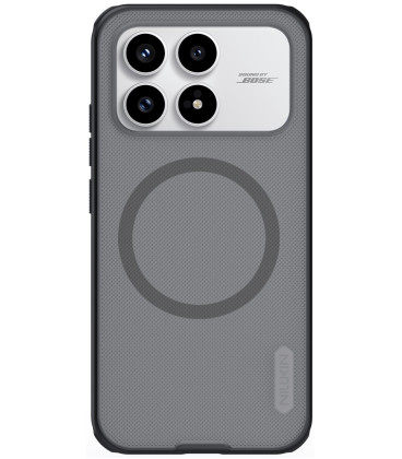 Juodas / skaidrus dėklas Poco F8 Pro telefonui "Nillkin Super Frosted Pro Magnetic"