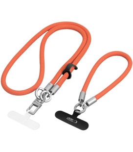 Oranžinis dirželis telefonui "Tech-Protect C10S Rope Crossbody & Wrist"