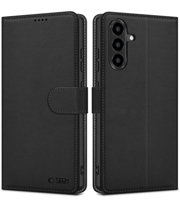 Juodas atverčiamas dėklas Samsung Galaxy A27 5G telefonui "Tech-Protect Wallet"