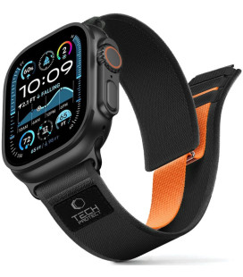 Juoda / oranžinė apyrankė Apple Watch 8 / 9 / 10 / 11 / 12 / SE / Ultra (44 / 45 / 46 / 49 mm) "Tech-Protect Nylon Elite"