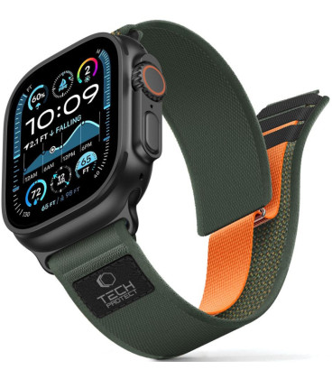 Žalia / oranžinė apyrankė Apple Watch 8 / 9 / 10 / 11 / SE / ULTRA (44 / 45 / 46 / 49 MM) "Tech-Protect Nylon Elite"