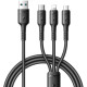 Juodas USB-A - USB-C/Lightning/MicroUSB 3.5A 120cm laidas "Joyroom S-A61"