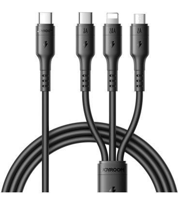 Juodas USB-C - USB-C/Lightning/MicroUSB 3.5A 120cm laidas "Joyroom S-A61"