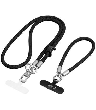 Juodas dirželis telefonui "Tech-Protect C10S Rope Crossbody & Wrist"