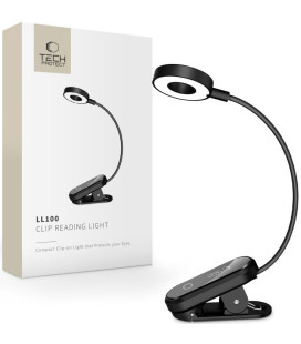 Juodas skaitymo šviestuvas su segtuku "Tech-Protect LL100 Clip Reading Light"