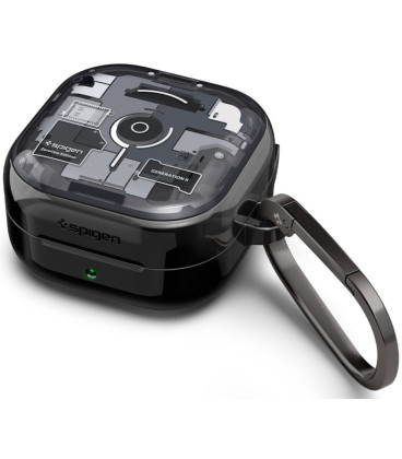 Juodas dėklas Samsung Galaxy Buds 4 / 4 Pro ausinėms "Spigen Ultra Hybrid"