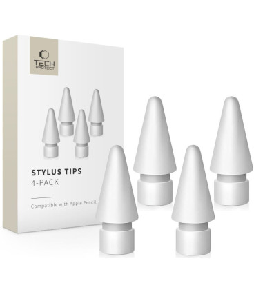 Balti antgaliai aktyviam pieštukui "Tech-Protect Stylus Tips 4-Pack"