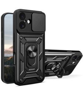 Juodas dėklas Apple iPhone 17 telefonui "Slide Camera Armor"