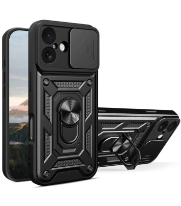 Juodas dėklas Apple iPhone 17 telefonui "Slide Camera Armor"