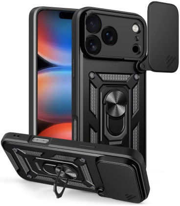 Juodas dėklas Apple iPhone 17 Pro telefonui "Slide Camera Armor"
