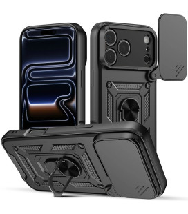 Juodas dėklas Apple iPhone 17 Pro Max telefonui "Slide Camera Armor"