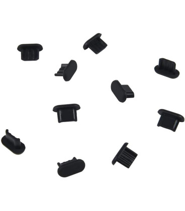 Juoda MicroUSB lizdo apsauga nuo dulkių 10vnt