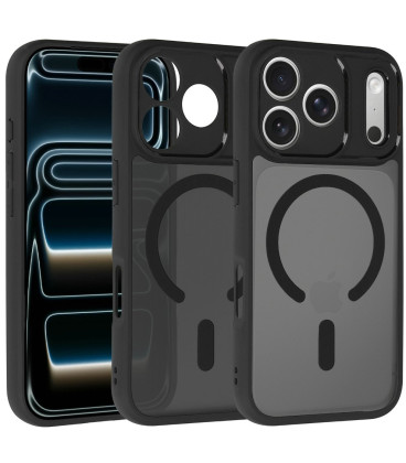 Matinis juodas dėklas Apple iPhone 17 Pro telefonui "Full Matte Mag Cover"