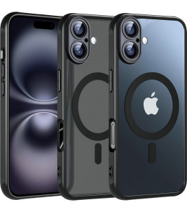 Matinis juodas dėklas Apple iPhone 16 telefonui "Full Matte Mag Cover"