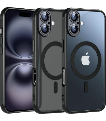 Matinis juodas dėklas Apple iPhone 16 telefonui "Full Matte Mag Cover"