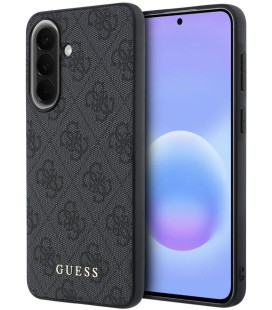 Pilkas Samsung Galaxy A57 telefonui "Guess PU 4G Metal Classic Logo Case"