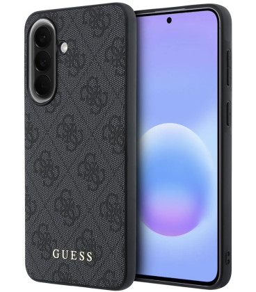 Pilkas Samsung Galaxy A57 telefonui "Guess PU 4G Metal Classic Logo Case"