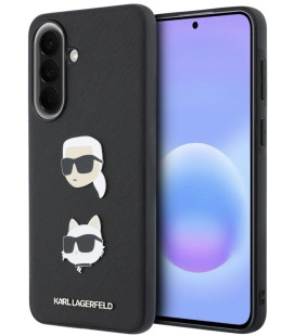Juodas dėklas Samsung Galaxy A57 telefonui "Karl Lagerfeld Liquid Silicone Metal Karl and Choupette Case"