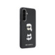 Juodas dėklas Samsung Galaxy A57 telefonui "Karl Lagerfeld Liquid Silicone Metal Karl and Choupette Case"