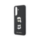 Juodas dėklas Samsung Galaxy A57 telefonui "Karl Lagerfeld Liquid Silicone Metal Karl and Choupette Case"