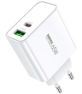 Baltas 65W GaN 1xUSB-A + 1xUSB-C pakrovėjas "Remax RP-U125"
