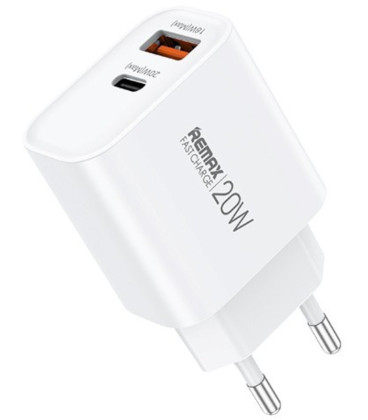 Baltas 20W 1xUSB-A + 1xUSB-C pakrovėjas "Remax RP-U120"